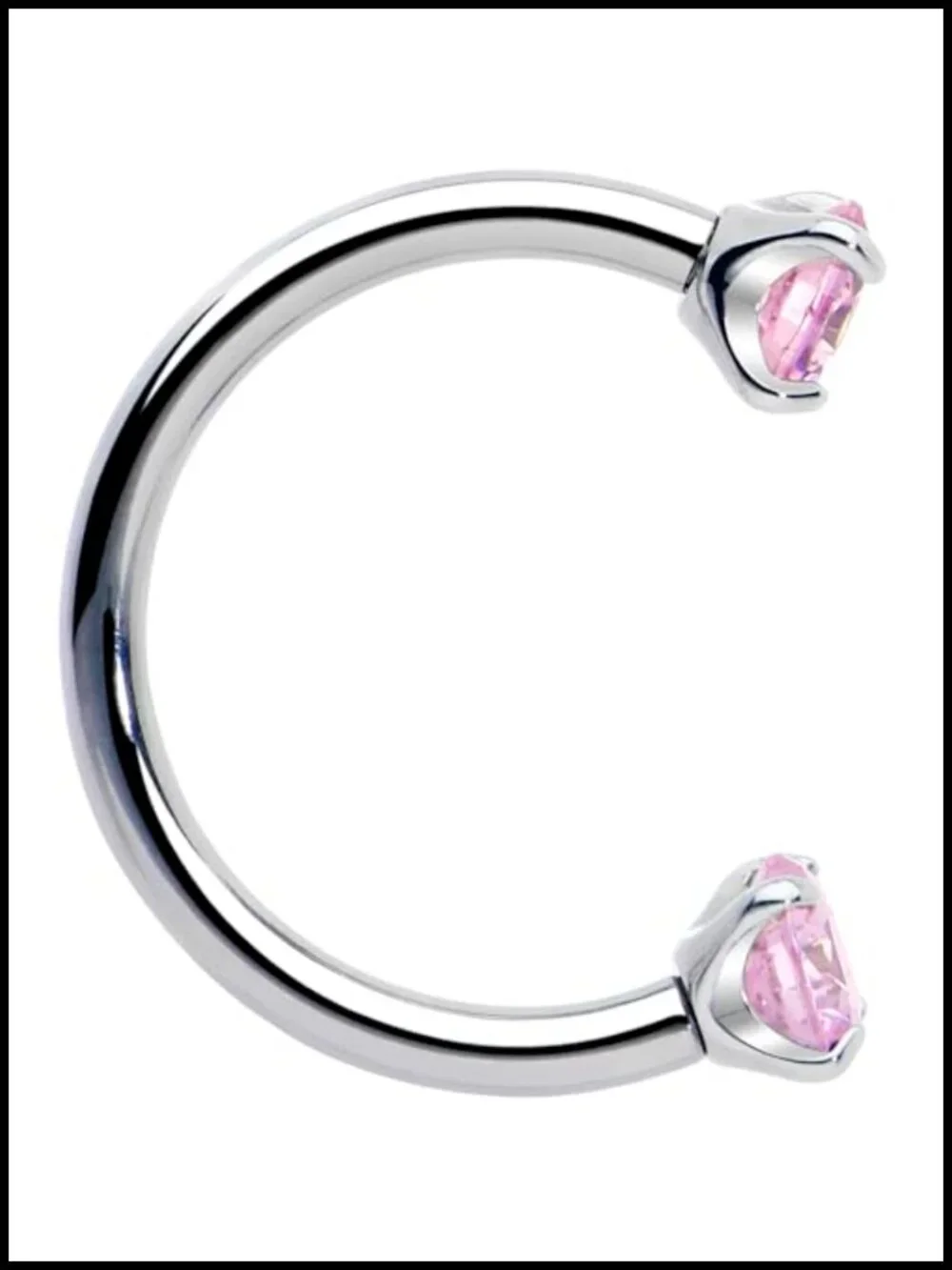 Implant Grade Titanium Horseshoe Nose Ring - 18G Internally Threaded CZ